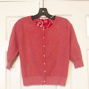 Marc Jacobs red lace cardigan rhinestone buttons 6